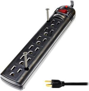 Weltron 6-Outlet Surge Protector Power Strip WSP-600PLF-15BK