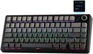 X Aula F75 MAX Wireless Mechanical Keyboard with TFT Screen and Knob, Gasket Gaming Keyboard in 75% Layout, Hot Swappable, RGB Backlight, for PC/Mac/Linux (Black Gradient)