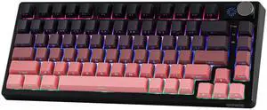 EPOMAKER HE75 Wireless Mechanical Keyboard with Metal Knob, 4000mAh Battery, Hot-Swappable Gasket Gaming Keyboard with RGB Backlight for Mac/Win (Black Pink)