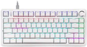 EPOMAKER Aula F75-Wired 75% Gaming Keyboard with Knob, Shine Through ABS Keycap, Gasket Structure, Programmable, Hot Swappable Creamy Mechanical Keyboard for Games/Office (White)