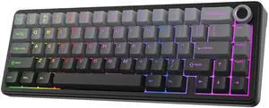 EPOMAKER X Aula F65 PRO Wireless Mechanical Gaming Keyboard, Hot-Swap, 5-Layer Padding, Creamy Gasket, Knob and Shine-Through PBT Keycap, RGB, BT/2.4GHz/USB-C (Gradient Grey, Graywood V3 Switch)