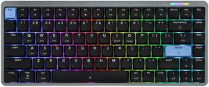 EPOMAKER Luma84 Low Profile Aluminum Mechanical Keyboard, QMK/VIA Programmable, Tri-Mode Wireless, Win/MAC/Linux Compatible, RGB Backlight (Black&Blue, Gateron Low-Profile Red Switch)