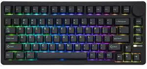 EPOMAKER QK81 75% Wireless Mechanical Gaming Keyboard, QMK/VIA Programmable and Hot-Swappable, 81 Keys with Metal Knob, 2.4Ghz/BT/USB, Creamy Gasket-Mount, RGB Backlight (Black, Wisteria Switch)