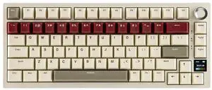 EPOMAKER Ajazz AK820 PRO Wireless Gaming Keyboard with TFT Screen and Knob, Hot Swappable, 2.4GHz/USB/BT5.0, Gasket Creamy, 75% Mechanical Keyboard for PC/Mac/Office (Beige, Gift Switch)