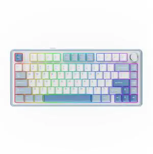 EPOMAKER x Aula F75 Gasket Mechanical Keyboard, 75% Wireless Hot Swappable Gaming Keyboard with Five-Layer Padding&Knob, Bluetooth/2.4GHz/USB-C, RGB (Sea Salt Blue, LEOBOG Reaper Switch)