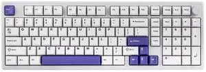 EPOMAKER Galaxy100 QMK/VIA Wireless Mechanical Keyboard with 8000mAh Battery and Numpad, CNC Aluminum, Full Size Gaming Keyboard, USB-C/BT5.0/2.4Ghz (White Purple, Marble White Switch)