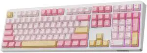 EPOMAKER TH108 Full Size Mechanical Keyboard, Wireless Gaming Keyboard with 8000mAh Battery, Creamy Gasket, 108 Keys, Hot Swap, Custom Driver, RGB Backlight (Pink, Sea Salt Silent)