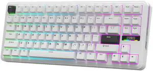 EPOMAKER TH85 QMK/VIA Wireless Gaming Keyboard, BT5.0/2.4GHz/USB-C, Hot Swappable Pre-lubed Custom Milk Blue Tactile Switches, Gasket Creamy Keyboard for PC/Mac/Office/Gaming (White)