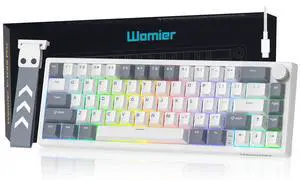 Womier VK66 PRO 60% Gaming Keyboard Wired, QMK/VIA Creamy Mechanical Keyboard, Hot Swappable Gasket Mount RGB Key Board & Translucent Keycaps (White) Womier VK66 PRO 60% Gaming Keyboard Wired, QMK/VIA Creamy Mechanical Keyboard, Hot Swappable Gasket Mount RGB Key Board & Translucent Keycaps (White)