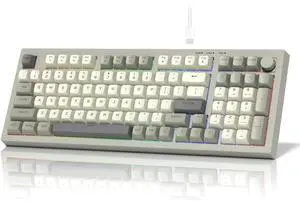 womier DK98 Retro Wired Gaming Keyboard Creamy Membrane with Rainbow RGB Backlight - Quiet,Volume Knob,PBT Keycap 97 Key ANSI Layout Compatible with Windows 10/8.1/8/7 (Grey) womier DK98 Retro Wired Gaming Keyboard Creamy Membrane with Rainbow RGB Backlight - Quiet,Volume Knob,PBT Keycap 97 Key ANSI Layout Compatible with Windows 10/8.1/8/7 (Grey)