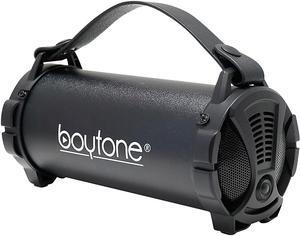Boytone BT-38BK Portable Bluetooth Indoor/Outdoor Speaker 2.1 Hi-Fi Cylinder FM Radio SD Card Rechargeable Battery USB Charger