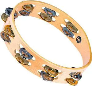 MEINL Recording-Combo Wood Tambourine Two Rows Dual Alloy Jingles Super Natural
