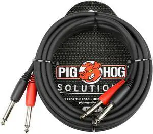 Pig Hog PD-21410 Dual 1/4 inch Mono Cable 10 ft