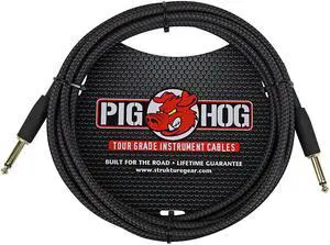 Pig Hog "Black Woven" Woven Jacket Tour Grade Instrument Cable, 10-foot