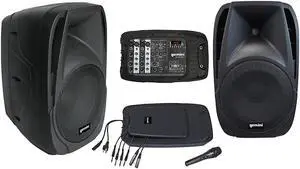 Gemini ES-210MXBLU Portable 10 Inch Passive Powered PA Speaker System w/ Mic