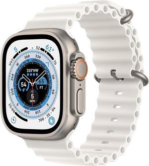 Apple Watch Ultra 1st Gen (GPS + Cellular) 49mm White Titanium Case with White Ocean Band