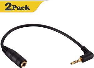 2 Pack Gold Plated 2.5mm Male to 3.5mm (1/8 inch) Female Stereo Audio Jack Adapter Cable 90 Degree Right Angle Connector