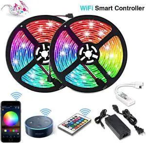 LED Strip Lights WiFi RGB Light Strips 32.8 ft/10m 300 LED SMD 5050 App Phone Controlled Light Strips Wireless LED Tape Ribbon Light Strips Compatible with Alexa Google Assistant