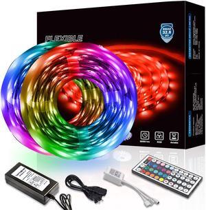 Led Strip Lights 32.8ft 10m with 44 Keys IR Remote and 12V Power Supply Flexible Color Changing 5050 RGB 300 LEDs Light Strips Kit for Home, Bedroom, Kitchen,DIY Decoration