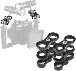 WERLEO 2 PCS x 1" Inch Aluminum Standard Ball Clamp Mount for Underwater Diving Light Arm System,Work with Ram Mounts