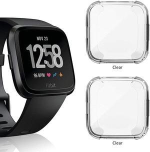 2 Pack Screen Protector Case for Fitbit Versa Soft TPU Slim Fit Full Cover Screen Protector Case for Fitbit Versa Smartwatch Bands Accessories