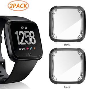 2 Pack Screen Protector Case for Fitbit Versa Soft TPU Slim Fit Full Cover Screen Protector Case for Fitbit Versa Smartwatch Bands Accessories