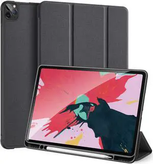 Slim Smart Case for New iPad Pro 12.9 2020 4th Generation Support Apple Pencil Charging Soft TPU Protective Stand Cover for iPad Pro 12.9 Inch 4th Gen with Auto Sleep Wake & Pencil Holder