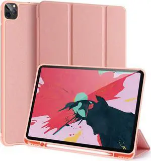 Slim Smart Case for New iPad Pro 12.9 2020 4th Generation Support Apple Pencil Charging Soft TPU Protective Stand Cover for iPad Pro 12.9 Inch 4th Gen with Auto Sleep Wake & Pencil Holder