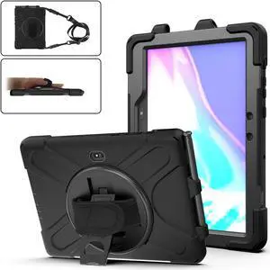 Samsung Tab Active Pro 10.1 2019 Case with Pencil Holder / Rotatable Stand / Hand Strap and Shoulder Belt Shockproof Cover for Samsung Tab Active Pro 10.1 inch 2019 Tablet Model SM-T547 T540 T545