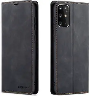 Case for Samsung Galaxy S20 Premium PU Leather Cover TPU Bumper with Card Holder Kickstand Hidden Magnetic Adsorption Shockproof Flip Wallet Cover for Galaxy S20