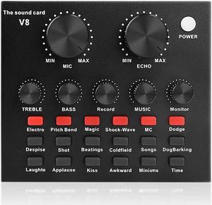 Live Sound Card Portable Mobile Audio Mixer, Karaoke Sound Mixer Recording Sound Card for Live Broadcast K Songs Recording Voice Chatting