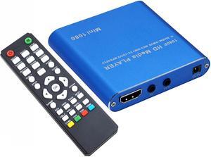 HDMI Media Player Blue Mini 1080p Full-HD Ultra HDMI Digital Media Player for MKV / RM- HDD USB Drives and SD Cards