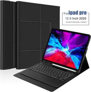iPad Pro 12.9 2020 Bluetooth Keyboard Case with Pen Holder PU Leather Tablet Protective Smart Stand Cover For iPad Pro 2020 12.9 4th Generation