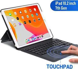 PU Leather Wireless Keyboard Case for iPad 10.2 with Touchpad for iPad 2019 7th Generation Auto Sleep Wake