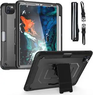 iPad Pro 11 Case 2020 2nd Generation Heavy Shockproof Protective Cover with Pencil Holder / Shoulder Strap / Stand