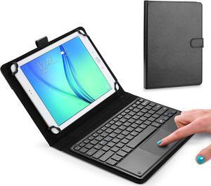Touchpad Executive Keyboard Case for 7 inch - 8 inch Tablets | 2-in-1 Universal Bluetooth Wireless Keyboard & Leather Folio Cover Black