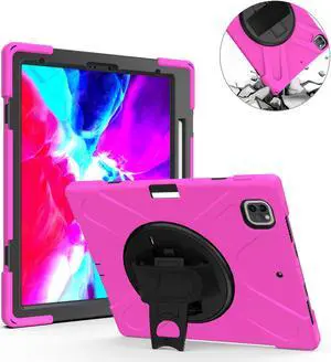 iPad Pro 12.9 Case 2020 2018  - Shockproof Cover with Shoulder Strap, Hand Strap, Pencil Hoder / Kickstand for iPad Pro 12.9 4th Gen 2020 [Support 2nd Gen iPad Pencil Charging] / 3rd Gen 2018