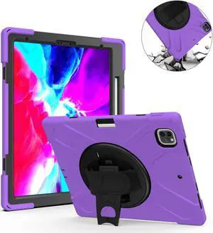 iPad Pro 12.9 Case 2020 2018  - Shockproof Cover with Shoulder Strap, Hand Strap, Pencil Hoder / Kickstand for iPad Pro 12.9 4th Gen 2020 [Support 2nd Gen iPad Pencil Charging] / 3rd Gen 2018