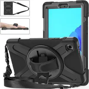 Galaxy Tab A7 Lite Case, Heavy Duty Rugged Shockproof Case with Adjustable Hand Strap, Carrying Shoulder Strap, Rotating Kickstand for Samsung galaxy Tab A7 Lite 8.7 inch 2021 Model SM-T220 SM-T225