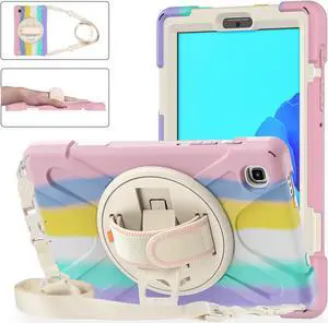Galaxy Tab A7 Lite Case, Heavy Duty Rugged Shockproof Case with Adjustable Hand Strap, Carrying Shoulder Strap, Rotating Kickstand for Samsung galaxy Tab A7 Lite 8.7 inch 2021 Model SM-T220 SM-T225