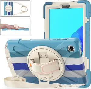 Galaxy Tab A7 Lite Case, Heavy Duty Rugged Shockproof Case with Adjustable Hand Strap, Carrying Shoulder Strap, Rotating Kickstand for Samsung galaxy Tab A7 Lite 8.7 inch 2021 Model SM-T220 SM-T225