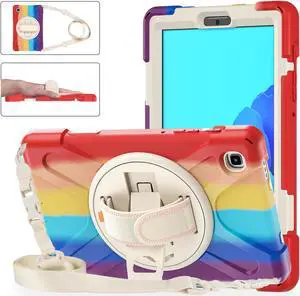 Galaxy Tab A7 Lite Case, Heavy Duty Rugged Shockproof Case with Adjustable Hand Strap, Carrying Shoulder Strap, Rotating Kickstand for Samsung galaxy Tab A7 Lite 8.7 inch 2021 Model SM-T220 SM-T225