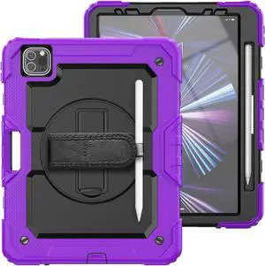 iPad Pro 11 inch Case 2021 3rd Generation with Pencil Holder / Screen Protector / Stand / Shoulder Strap Shockproof Protective Cover for iPad Pro 11 Inch 2021 2020 2018 and iPad Air 4 10.9 2020