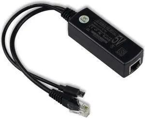 IEEE 802.3af Micro USB Active PoE Splitter Power Over Ethernet 48V to 5V 2.4A for Tablets, Dropcam or Raspberry Pi (48V to 5V 2.4A)