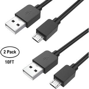 2 Pack 10ft PS4 Controller Charging Cable Sync Cord, Play and Charger Micro USB Cable for PlayStation 4/ DualShock 4/ PS4 Slim/ PS4 Pro/Xbox One/Xbox One S/Xbox One Elite/Xbox One X Controllers