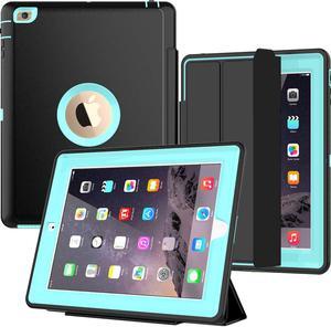 iPad 2/3/4 Case with Smart Cover, Three Layer Drop Protection Rugged Protective Heavy Duty iPad Case with Magnetic Smart Auto Wake/Sleep Cover Compatible with Apple iPad 2/3/4-Black/Light