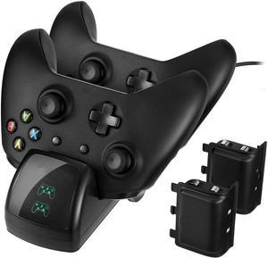 Xbox One Controller Charger, Slopehill Xbox One / One S / One Elite Wireless Controller Charger Charging Station Stand Dock Adapter With 2 Rechargeable 400mAh Battery Packs, 3 - 4 Hours Gaming Time