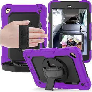 iPad Mini 4 Case 360 Degree Kickstand Dropproof High Impact Resistant Heavy Duty Armor Shockproof Cover with HandStrap Shoulder Belt for iPad Mini 4 Mini4 4th Gen
