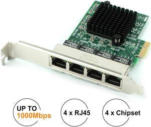 Network Card,Ethernet Adapter,Ethernet Card, Gigabit Ethernet with Heatsink Technology,PCI Express 4-Port Network Controller Card 1000Mbps RJ45 LAN Adapter Converter for Desktop PC