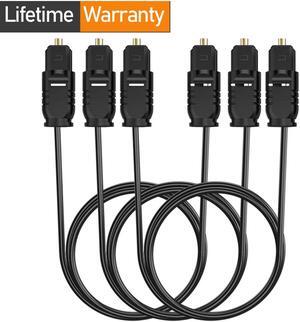 Digital Optical Audio Cable Toslink to Toslink Digital Optical Fiber Audio Cable(6 Feet -3Pack)
